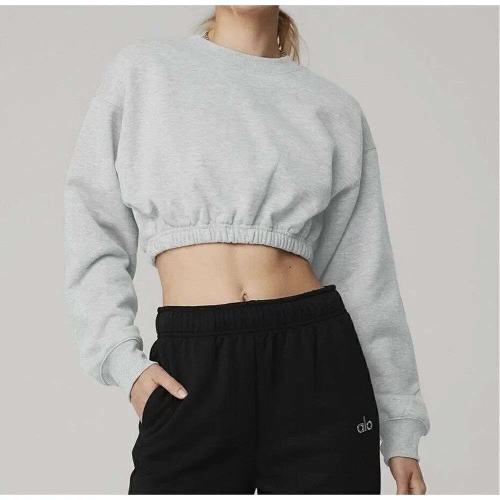 Alo XS Devotion Pullover Fleece Crop Top